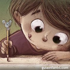 Escribiendo niño con lápiz y papel