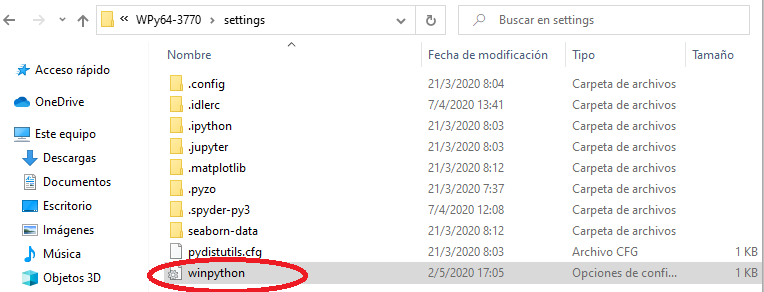 directorio trabajo Python en Windows