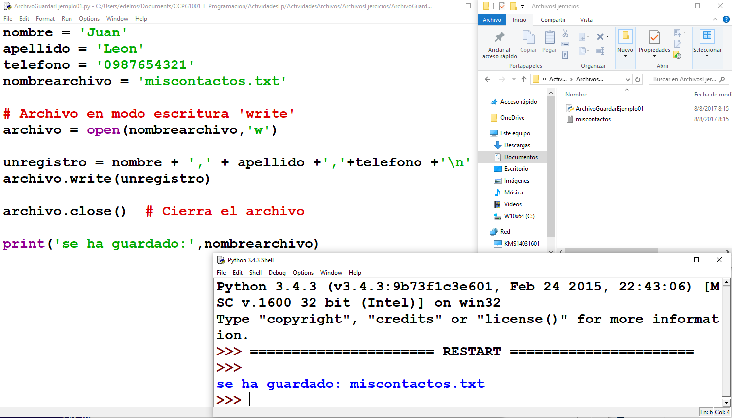 archivo de texto guardar