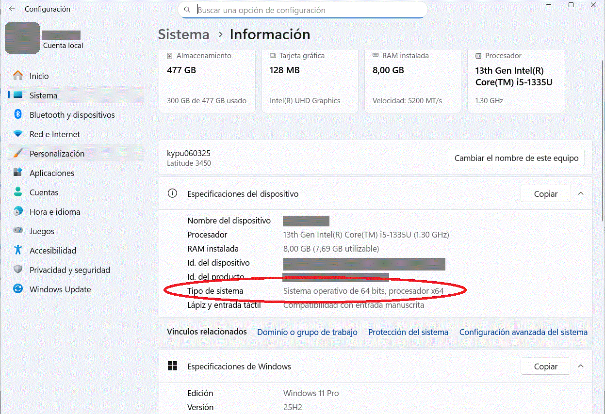 Windows version de sistema operativo