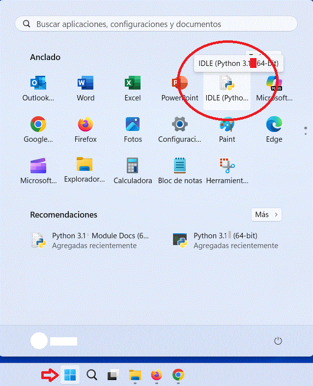 instalar Python anclar a menú de inicio