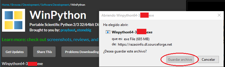 winpython descargar y guardar archivo