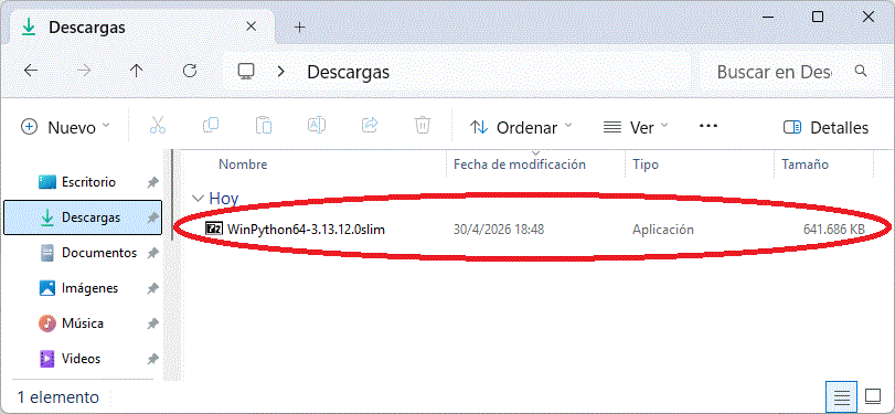 Winpython Instalar  archivo descargado