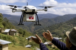 Dron carga medicamentos área rural