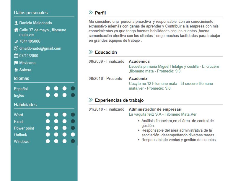 Ejemplo de currículum vitae