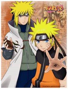 Naruto y su papa, el cuarto Hokage