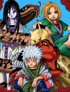 Tsunade,JiraiyaOrochimaru la union de la naturaleza
