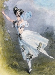 Marie Taglioni como Flore en el ballet de Charles Didelot Zephire et Flore (ca. 1831). Ella fue una pionera del trabajo en punta.